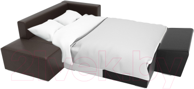 Комплект мягкой мебели Лига Диванов Хавьер левый / 101273 (экокожа черный/белый/коричневый)