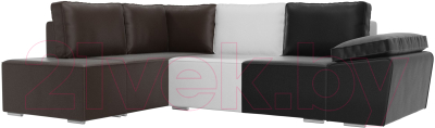 Комплект мягкой мебели Лига Диванов Хавьер левый / 101273 (экокожа черный/белый/коричневый)