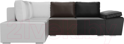 Комплект мягкой мебели Лига Диванов Хавьер левый / 101274 (экокожа черный/коричневый/белый)