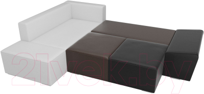 Комплект мягкой мебели Лига Диванов Хавьер левый / 101274 (экокожа черный/коричневый/белый)