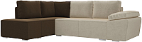 Комплект мягкой мебели Лига Диванов Хавьер левый / 101252 (микровельвет бежевый/коричневый) - 