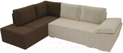 Комплект мягкой мебели Лига Диванов Хавьер левый / 101252 (микровельвет бежевый/коричневый)