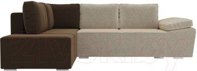 Комплект мягкой мебели Лига Диванов Хавьер левый / 101252 (микровельвет бежевый/коричневый)