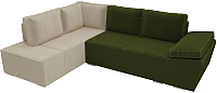 Комплект мягкой мебели Лига Диванов Хавьер левый / 101254 (микровельвет зеленый/бежевый) - 