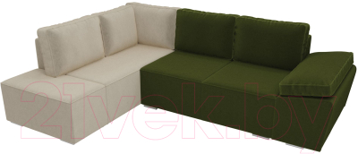 Комплект мягкой мебели Лига Диванов Хавьер левый / 101254 (микровельвет зеленый/бежевый)