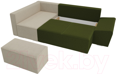 Комплект мягкой мебели Лига Диванов Хавьер левый / 101254 (микровельвет зеленый/бежевый)
