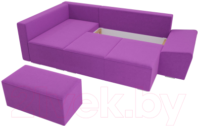 Комплект мягкой мебели Лига Диванов Хавьер левый / 101256 (микровельвет фиолетовый)