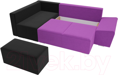 Комплект мягкой мебели Лига Диванов Хавьер левый / 101257 (микровельвет фиолетовый/черный)