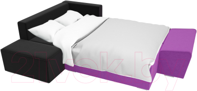 Комплект мягкой мебели Лига Диванов Хавьер левый / 101257 (микровельвет фиолетовый/черный)