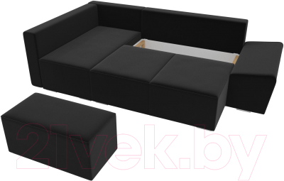 Комплект мягкой мебели Лига Диванов Хавьер левый / 101258 (микровельвет черный)