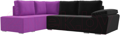 Комплект мягкой мебели Лига Диванов Хавьер левый / 101259 (микровельвет черный/фиолетовый)