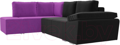 Комплект мягкой мебели Лига Диванов Хавьер левый / 101259 (микровельвет черный/фиолетовый)