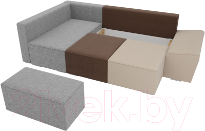 Комплект мягкой мебели Лига Диванов Хавьер левый / 101261 (рогожка бежевый/коричневый/серый)