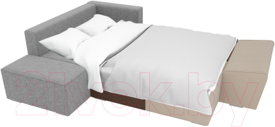 Комплект мягкой мебели Лига Диванов Хавьер левый / 101261 (рогожка бежевый/коричневый/серый)