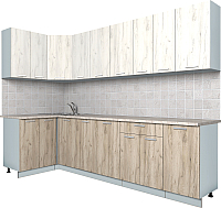 Кухонный гарнитур Интерлиния Мила Лайт 1.2x2.8 (дуб белый/дуб серый) - 