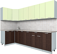 Кухонный гарнитур Интерлиния Мила Лайт 1.2x2.8 (салатовый/дуб венге) - 