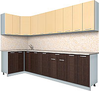Кухонный гарнитур Интерлиния Мила Лайт 1.2x3.0 (ваниль/дуб венге) - 