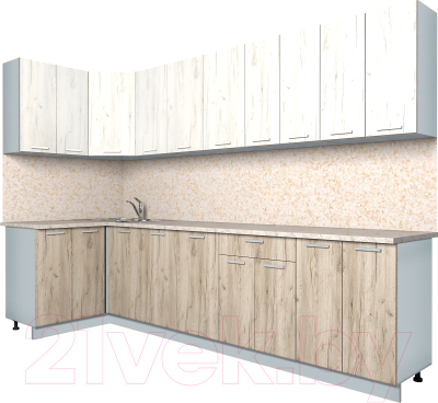 Готовая кухня Интерлиния Мила Лайт 1.2x3.0 (дуб белый/дуб серый)