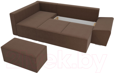 Комплект мягкой мебели Лига Диванов Хавьер левый / 101262 (рогожка коричневый)