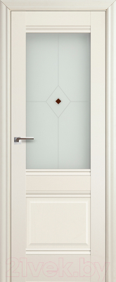 Дверь межкомнатная ProfilDoors 2X 80x200 (эшвайт/стекло матовое/коричневый фьюзинг)
