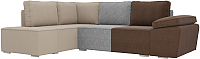Комплект мягкой мебели Лига Диванов Хавьер левый / 101263 (рогожка коричневый/серый/бежевый) - 