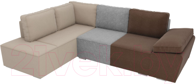 Комплект мягкой мебели Лига Диванов Хавьер левый / 101263 (рогожка коричневый/серый/бежевый)