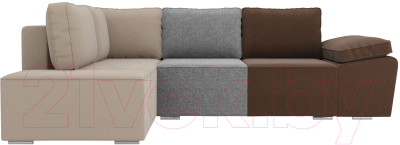 Комплект мягкой мебели Лига Диванов Хавьер левый / 101263 (рогожка коричневый/серый/бежевый)