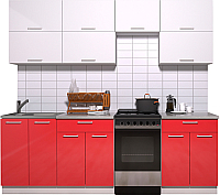Кухонный гарнитур Интерлиния Мила Gloss 50-23 (белый/красный глянец) - 