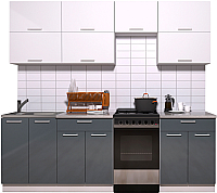 Готовая кухня Интерлиния Мила Gloss 50-23 (белый/асфальт глянец) - 