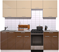 Готовая кухня Интерлиния Мила Gloss 50-23 (ваниль/шоколад глянец) - 