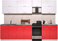 Кухонный гарнитур Интерлиния Мила Gloss 50-29 (белый/красный глянец) - 