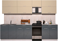 Кухонный гарнитур Интерлиния Мила Gloss 50-29 (ваниль/асфальт глянец) - 