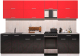 Готовая кухня Интерлиния Мила Gloss 50-29 (красный/черный глянец) - 