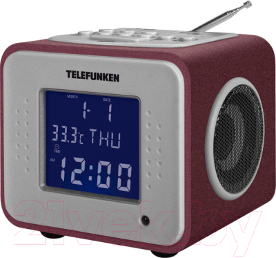 Радиочасы Telefunken TF-1575U (бордовый)