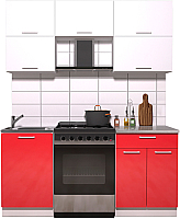 Готовая кухня Интерлиния Мила Gloss 60-17 (белый/красный глянец) - 