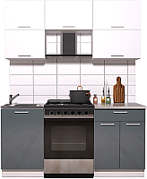 Кухонный гарнитур Интерлиния Мила Gloss 60-17 (белый/асфальт глянец) - 