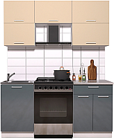 Кухонный гарнитур Интерлиния Мила Gloss 60-17 (ваниль/асфальт глянец) - 