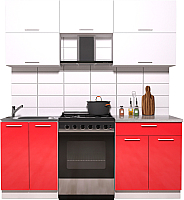 Кухонный гарнитур Интерлиния Мила Gloss 60-19 (белый/красный глянец) - 