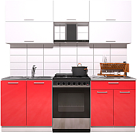 Кухонный гарнитур Интерлиния Мила Gloss 60-21 (белый/красный глянец) - 