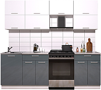 Кухонный гарнитур Интерлиния Мила Gloss 60-23 (белый/асфальт глянец) - 
