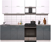 Готовая кухня Интерлиния Мила Gloss 60-25 (белый/асфальт глянец) - 