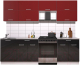 Кухонный гарнитур Интерлиния Мила Gloss 60-25 (бордовый/черный глянец) - 
