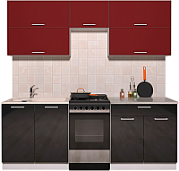 Кухонный гарнитур Интерлиния Мила Gloss 50-21 (бордовый/черный глянец) - 