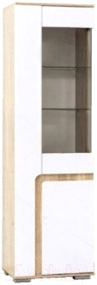 Шкаф-пенал с витриной SV-мебель Гостиная Нота 25 Ж (дуб сонома/белый глянец)