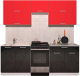 Готовая кухня Интерлиния Мила Gloss 50-21 (красный/черный глянец) - 