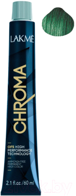Крем-краска для волос Lakme Chroma Ammonia Free Permanent Hair Color 0/10 (60мл, зеленый)