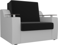 Кресло-кровать Лига Диванов Сенатор / 100698 (80, микровельвет черный/экокожа белый) - 