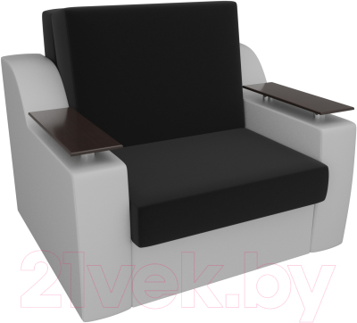 Кресло-кровать Лига Диванов Сенатор / 100698 (80, микровельвет черный/экокожа белый)