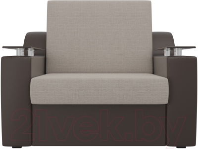 Кресло-кровать Лига Диванов Сенатор / 100701 (80, рогожка бежевый/экокожа коричневый)