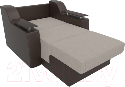 Кресло-кровать Лига Диванов Сенатор / 100701 (80, рогожка бежевый/экокожа коричневый)